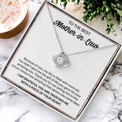 Gift For Mother-In-Law More Joy 3 Love Knot Necklace Love Knot Necklace