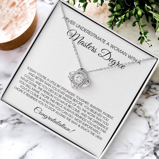 Masters Degree Graduation Gift For Her Master Degree Necklace For Daughter Sister Best Friend Love Knot Necklace