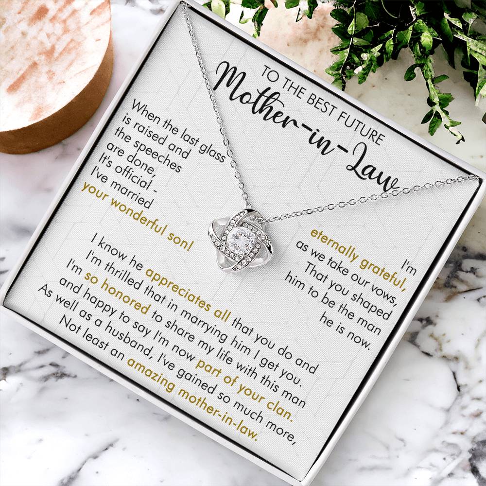 Gift For Future Mother-In-Law It's Official Love Knot Necklace Love Knot Necklace