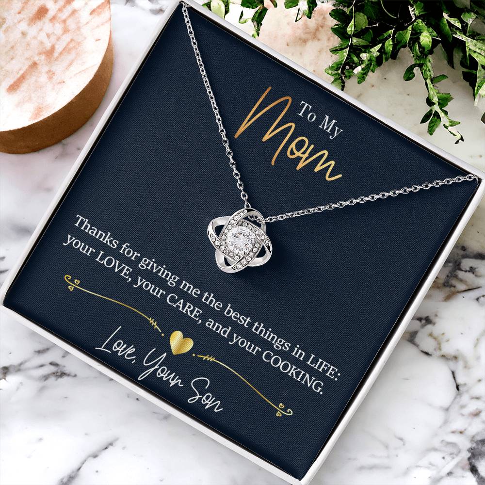 Mom - Thanks For Giving Me Love Knot Necklace