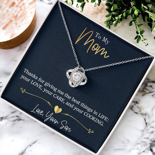 Mom - Thanks For Giving Me Love Knot Necklace