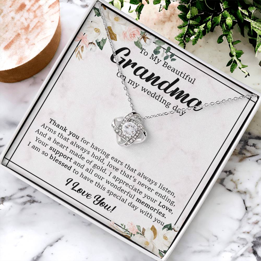 To Grandma Wedding Gift For Grandma Of The Bride Grandmother Wedding Gift From Granddaughter Love Knot Necklace