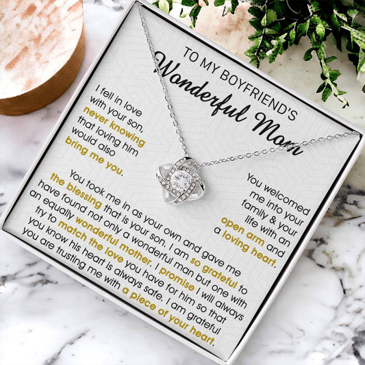 Gift For Boyfriend's Mom Bring Welcomed Wonderful Mother Love Knot Necklace 1 Love Knot Necklace