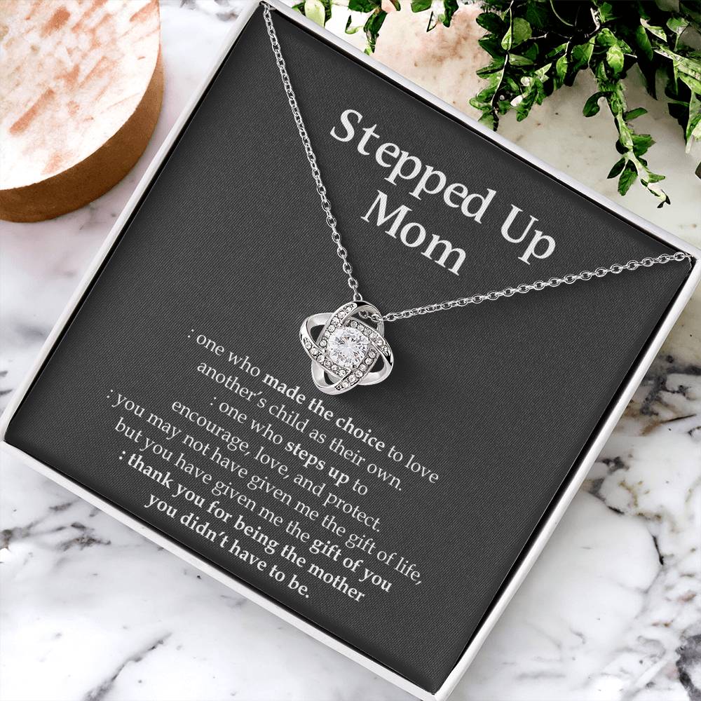 To My Beautiful Mom - Heart Melt Message Love Knot Necklace 1 Love Knot Necklace