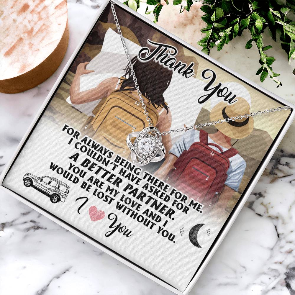 To My Partner Gift Necklace Gift Necklace For Wife Hiking Wife Gift Traveling Wife Love Knot Necklace