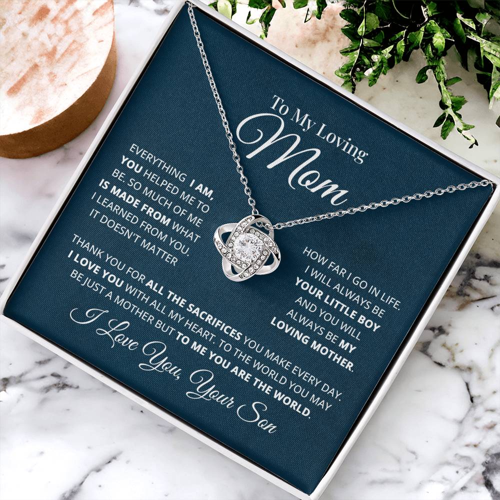 To My Loving Mom Necklace Gift For Mom From Son Mother's Day Gift Mom Birthday P Love Knot Necklace