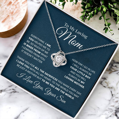 To My Loving Mom Necklace Gift For Mom From Son Mother's Day Gift Mom Birthday P Love Knot Necklace