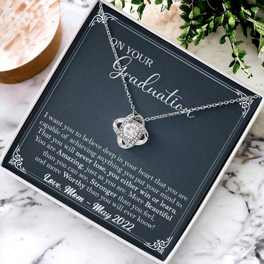 Graduation Gift For Her Phd Graduation Gift For Daughter High School Graduation Gift Doctorate Masters Degree Class O Love Knot Necklace