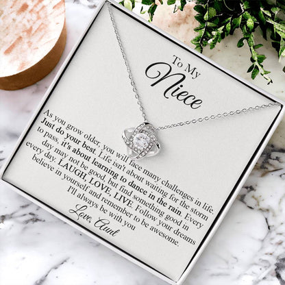 To My Niece Necklace Niece Gift From Aunt Niece Birthday Gift Grown Up Niece Christmas Gift For Love Knot Necklace