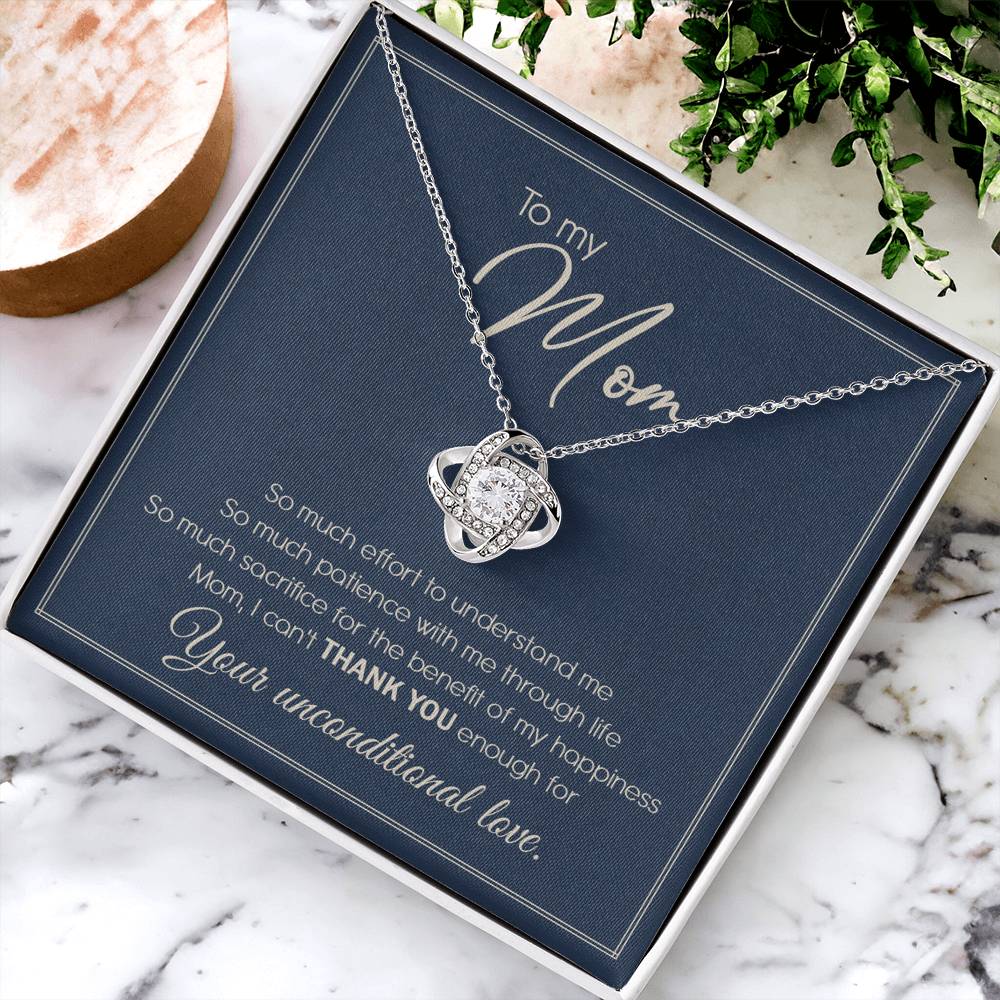 Gift For Mom From Daughter Or Son To My Mom Necklace Mom Birthday Thank You Gift For Mom Mother's Day Gift Love Knot Necklace