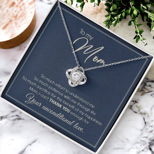 Gift For Mom From Daughter Or Son To My Mom Necklace Mom Birthday Thank You Gift For Mom Mother's Day Gift Love Knot Necklace