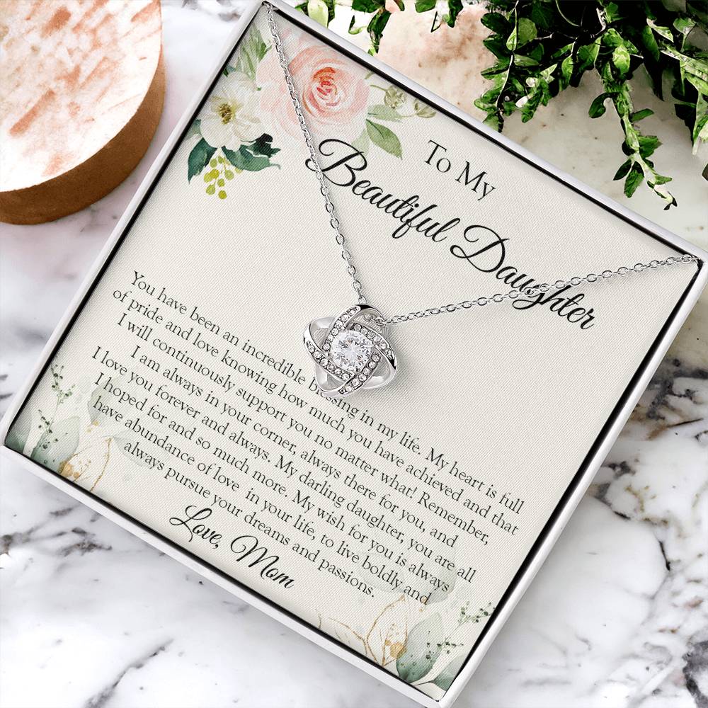 To My Daughter Necklace Gift For Daughter From Mom Sentimental Gift Love Knot Necklace