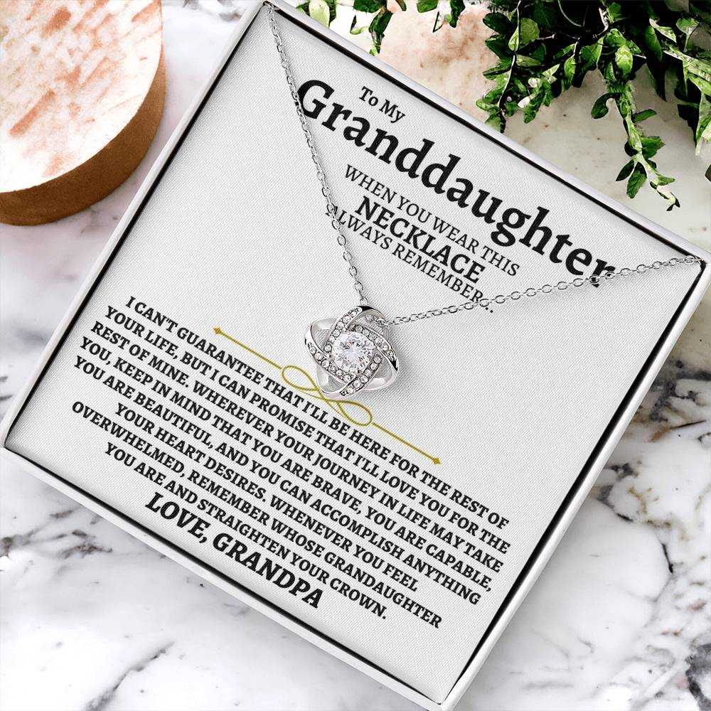 To My Granddaughter Necklace Granddaughter Jewelry Gift From Grandpa Meaningful Gift For Her Love Knot Necklace