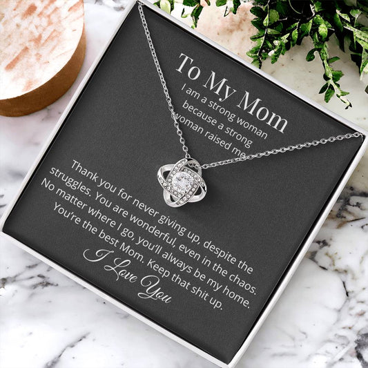 Thank You For Never Giving Up Love Knot Necklace