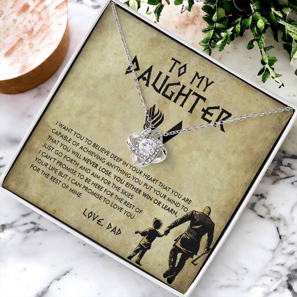 To My Daughter Jewelry With Luxury Box Daughter Birthday Gift Viking Girl  Bold Brave Strong Viking Dad Chr Love Knot Necklace