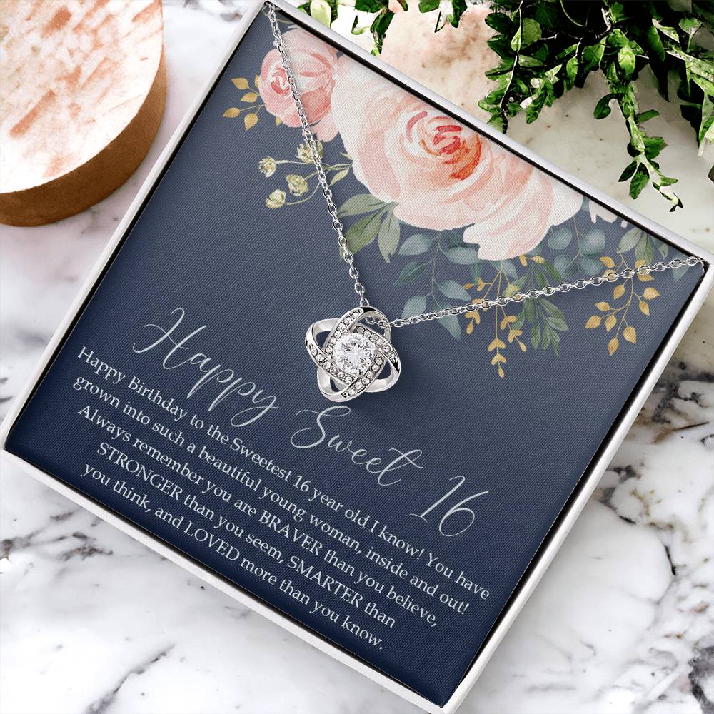 Sweet 16 Gift 16Th Birthday Gift Girl Necklace Sweet 16 Necklace Love Knot Necklace