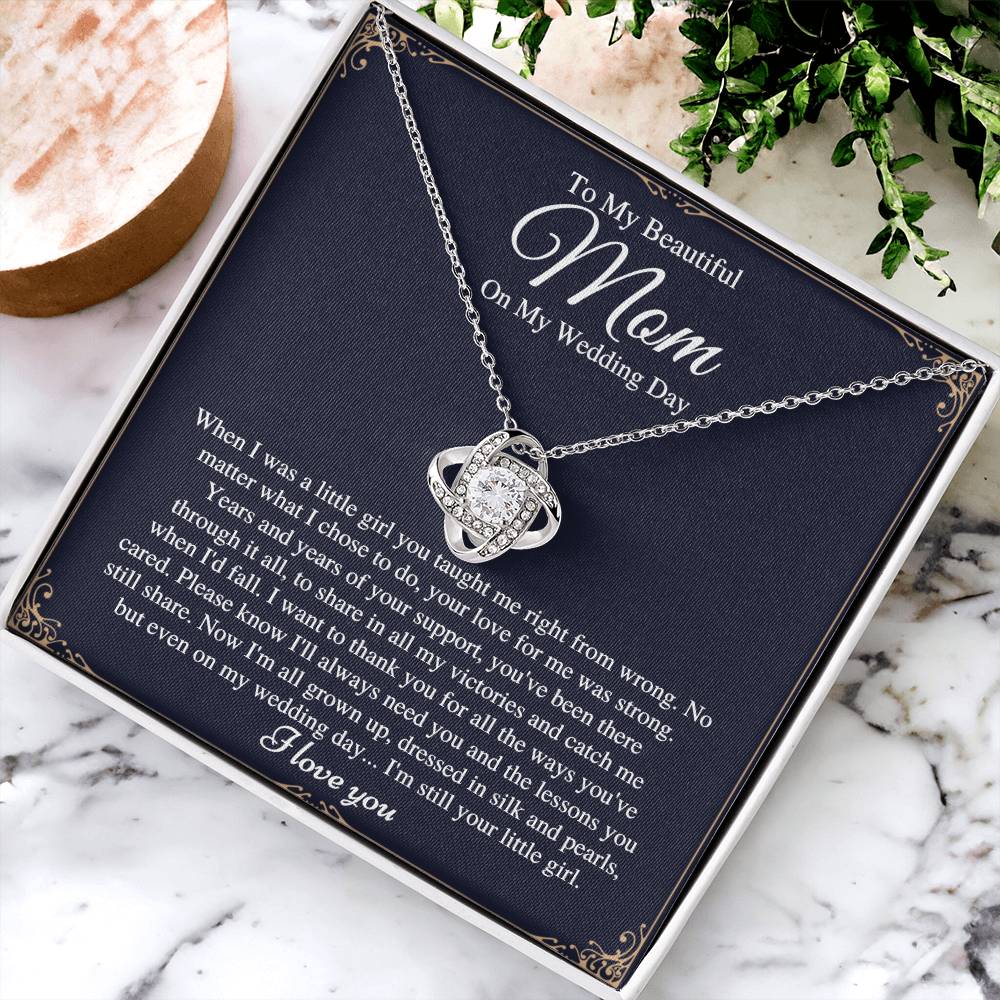 Mom On  Love Knot Necklace
