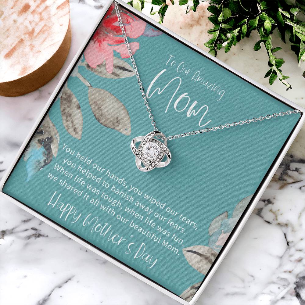 To Our Amazing Mom Mothers Day Gift From Children Gift For Mom On Mothers Day Sentimental Gift For Mom Mom Gift From Sondaughter Love Knot Necklace