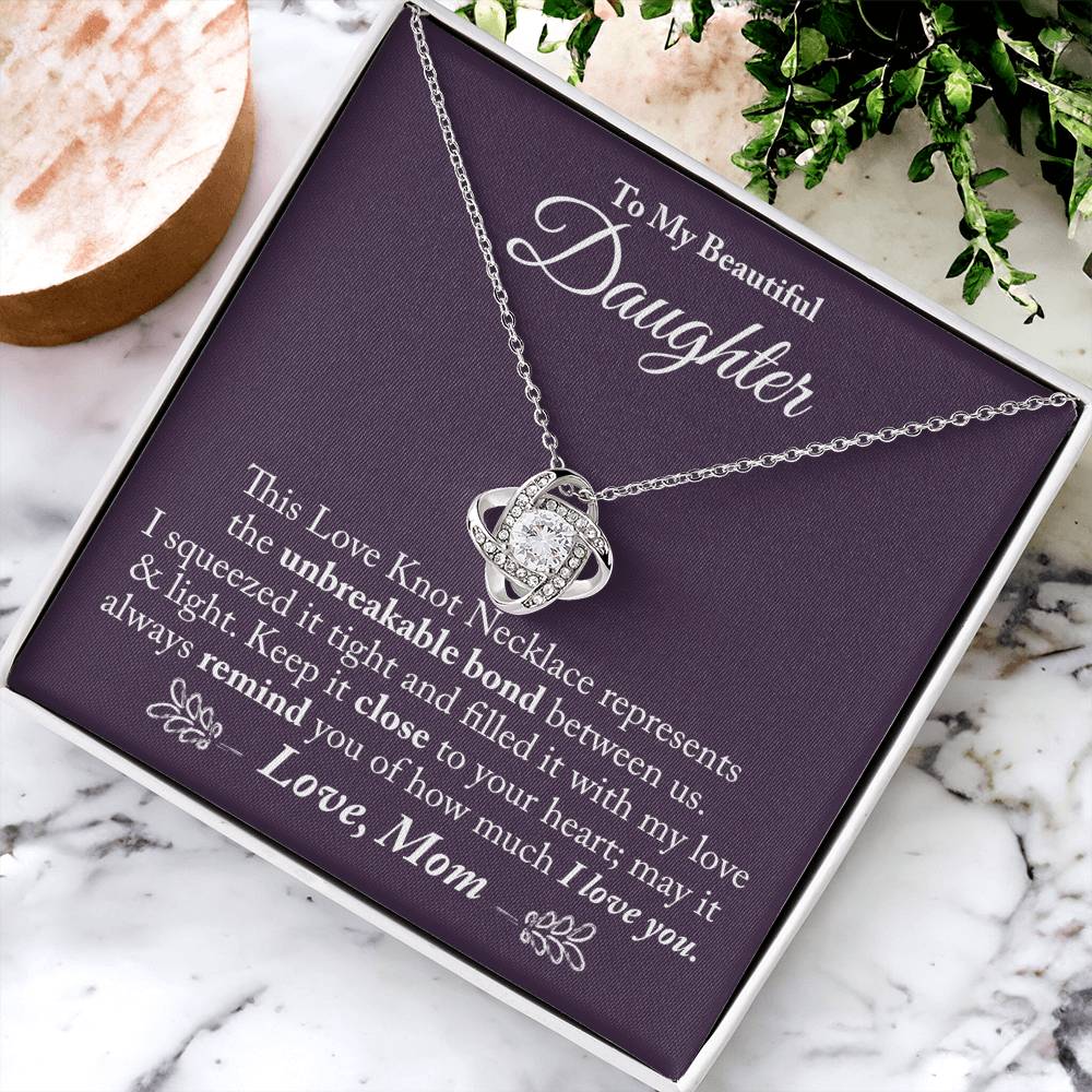 To My Beautiful Daughter - The Love Knot Necklace Love Knot Necklace