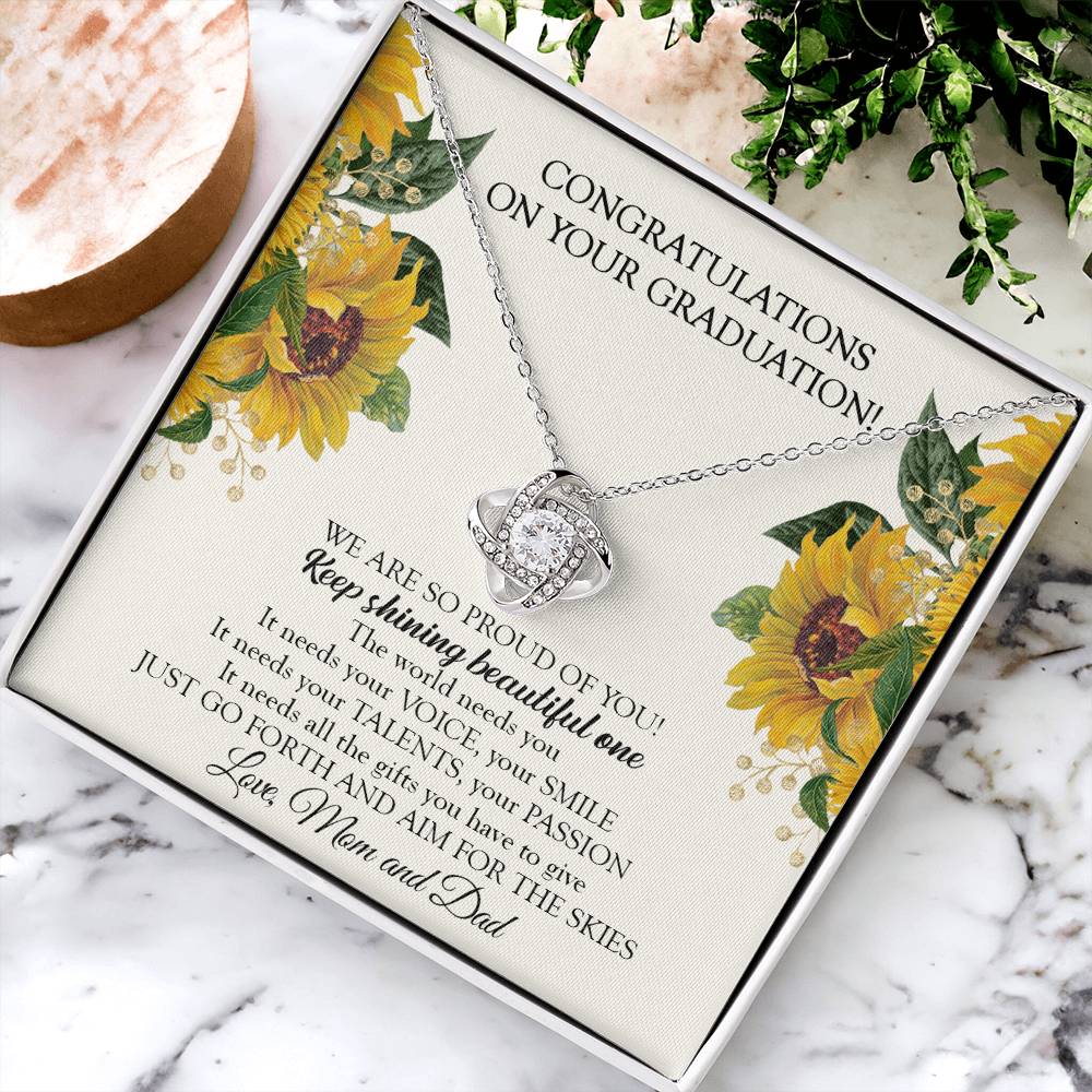 To Our Daughter Graduation Necklace Graduation Gift For Daughter From Mom & Dad Love Knot Necklace
