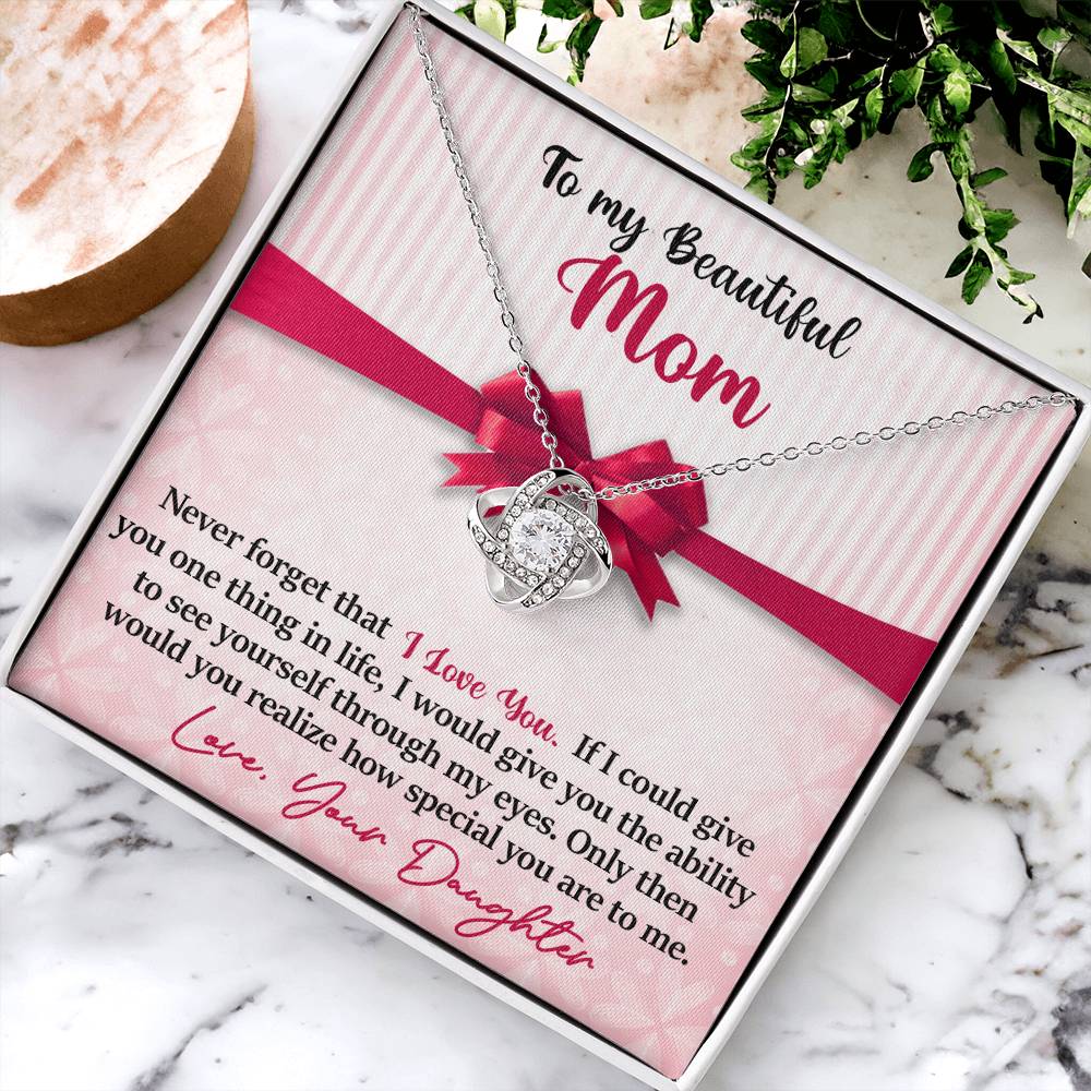 Mom - I Love You Love Knot Necklace