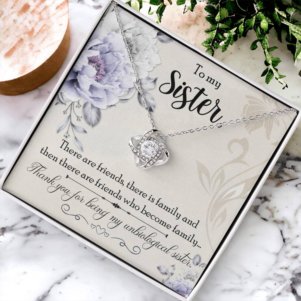To My Unbiological Sis Love Knot Necklace