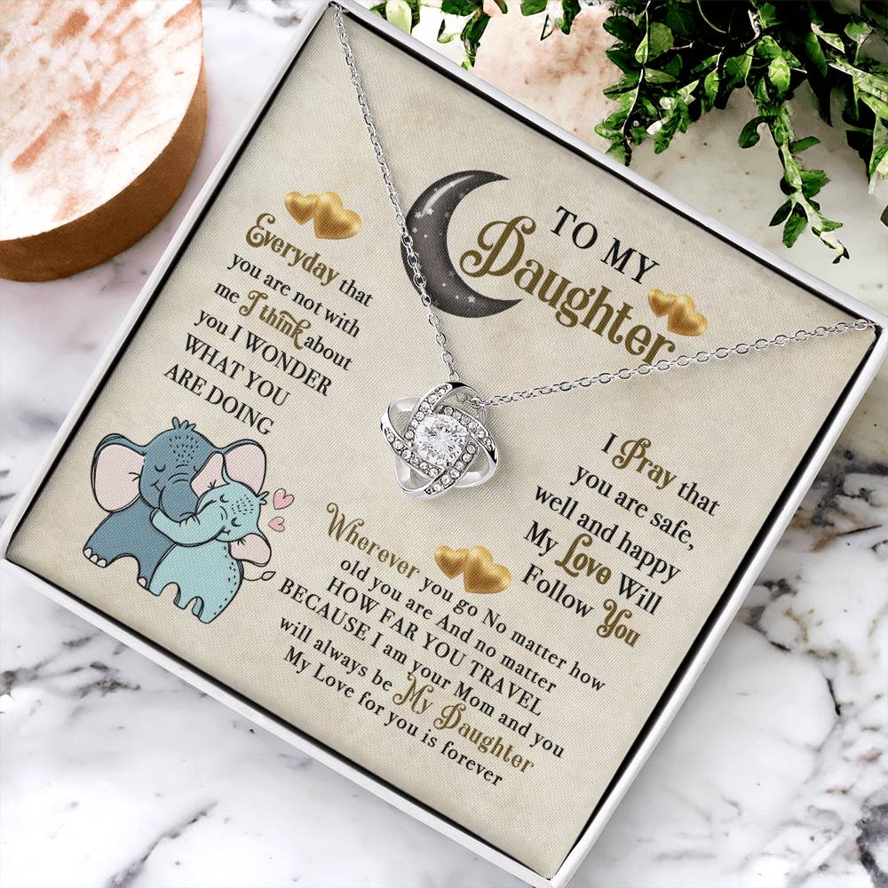 To My Daughter Elephant Mom Birthday Gift To My Daughter Elephant Love Necklace Gift For Daughter Daughter Birthday Daughte Love Knot Necklace