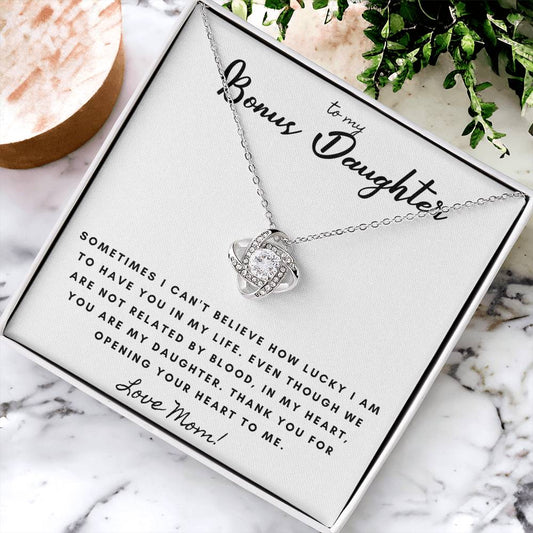Not By Blood But By Heart Mom Gift To Daughter Ne Love Knot Necklace