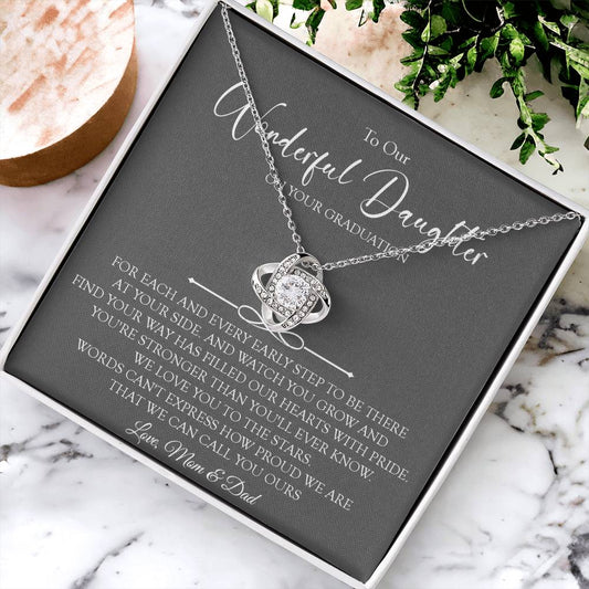 To Our Daughter Graduation Gift Necklace Graduation Gift For Daughter From Mom A Love Knot Necklace