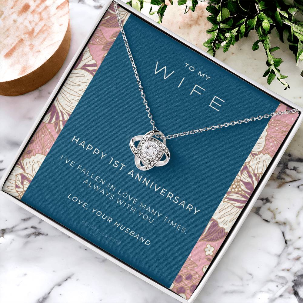 1 Year Anniversary Gift For Wife  1 Year Anniversary Gifts  1 Year Wedding Anniversary Gift Ideas  1St Wedding Anniversary Gift F(8) Love Knot Necklace