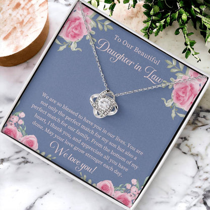 Daughter In Law Gift Beautiful Daughter In Law Necklace Gift Daughter In Law Birthday Gift Gift From Mom In Law To Daughter In Law Love Knot Necklace