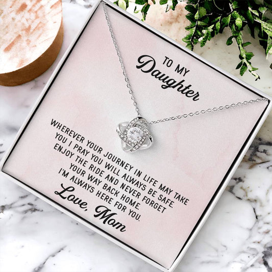 To My Daughter Necklace Gift From Mom Mothers Day Gift For Daughter From Mother Sentimental Jewelry Gifts For Daughter 2 Love Knot Necklace