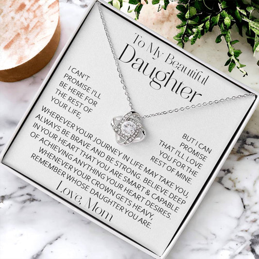 To My Beautiful Daughter Necklace Daughter Gift From Mom Daughter Birthday Graduation Christmas Gift F Love Knot Necklace