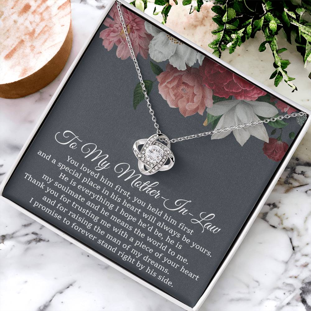 To My Mother-In-Law Necklace Mother Of The Groom Gift Mother In Law Gift From Bride Love Knot Necklace