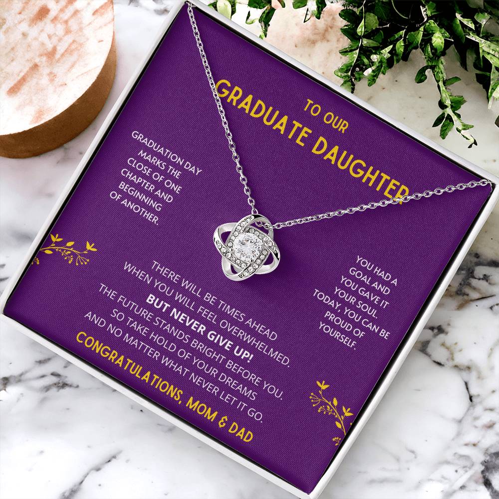The Future Stands Bright Before You! Graduate Daughter - Necklace College Graduation Gift For Her High School Sen Love Knot Necklace