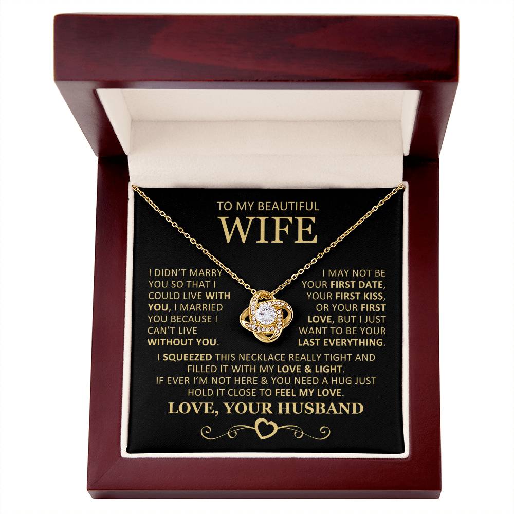 Unique Gift for Wife I Can't Live Without You Knot Necklace Love Knot Necklace