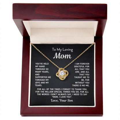 Gift For Mom From Son - Without You There Is No Me Gold Knot Necklace Love Knot Necklace