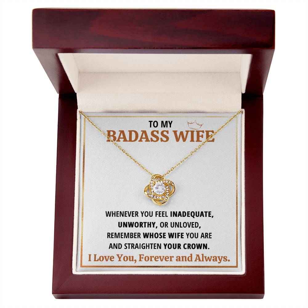 To My Badass Wife Love Knot Earring Necklace Gift Set Love Knot Necklace