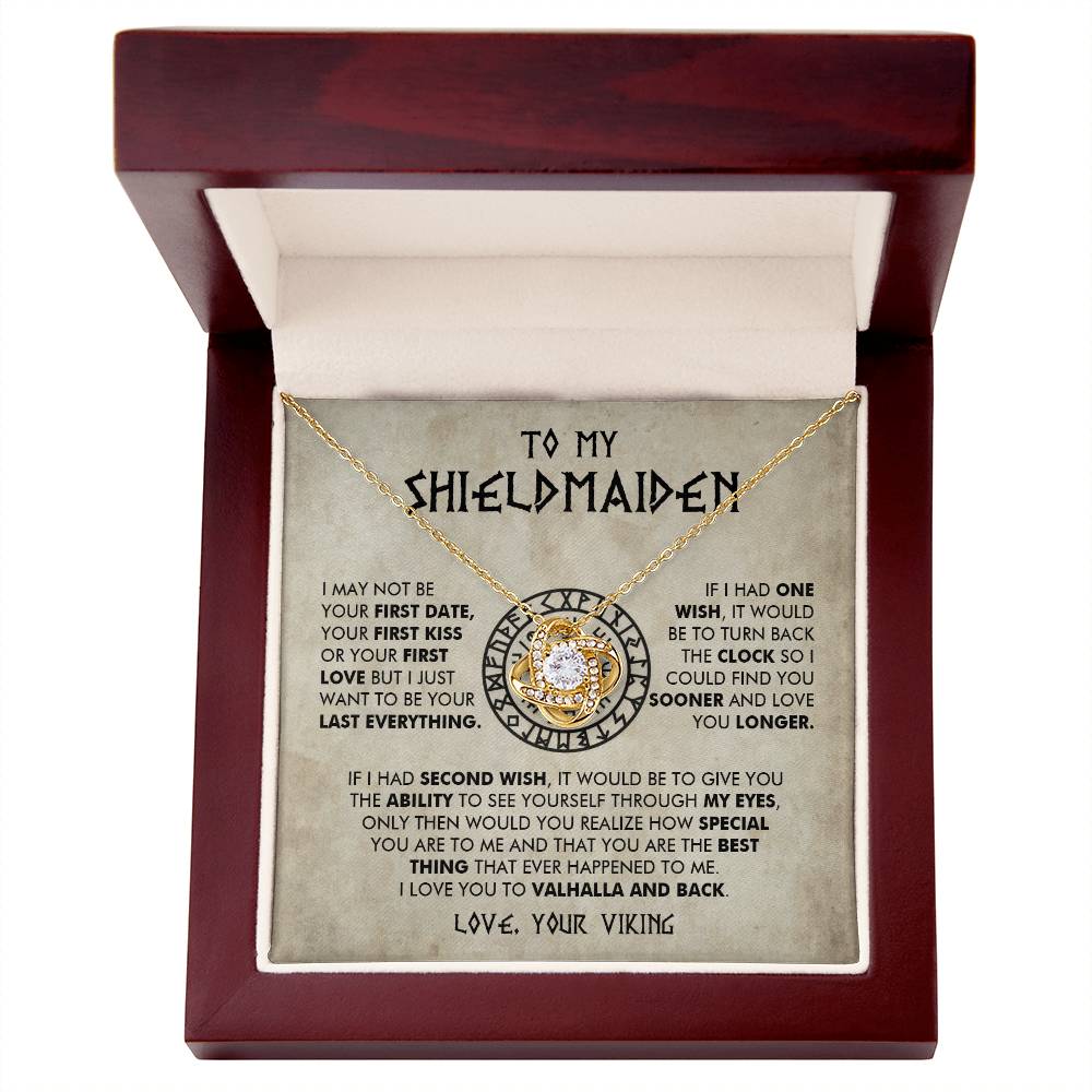 To My Shieldmaiden - I Love You To Valhalla And Back - Love Knot Necklace