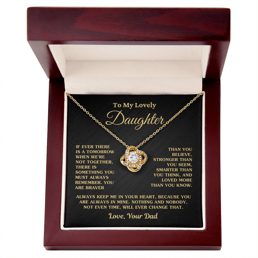 Gift For Daughter Always Keep Me In Your Heart Love Dad Necklace Love Knot Necklace