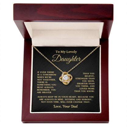 Gift For Daughter Always Keep Me In Your Heart Love Dad Necklace Love Knot Necklace