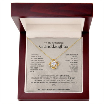 To My Beautiful  Granddaughter Love Knot Necklace