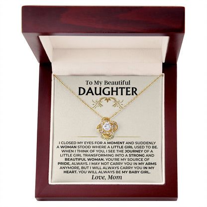 To My Beautiful Daughter - Mom - Love Knot Necklace