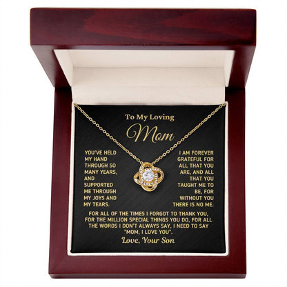 Gift For Mom From Son - Without You There Is No Me Gold Necklace Love Knot Necklace
