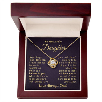 Gift For Daughter Proud To Be Your Father Gold Necklace Love Knot Necklace