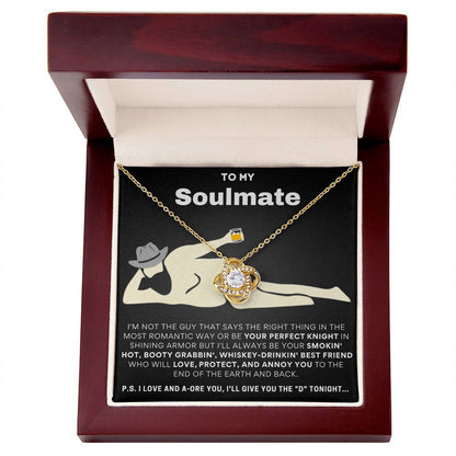 To My Soulmate  I Love & Adore You... Gold Love Knot Necklace
