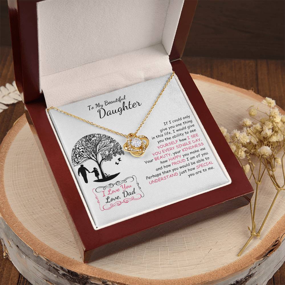 To My Beautiful Daughter Necklace Birthday Necklace For Girl Graduation Gifts For Her High School College Handmade Jewelry For Da Love Knot Necklace