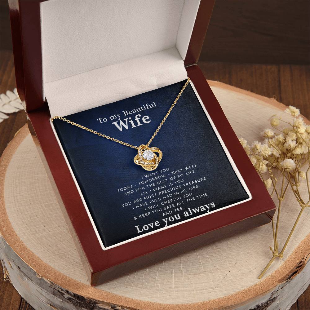 To My Wife - Love You  Love Knot Necklace