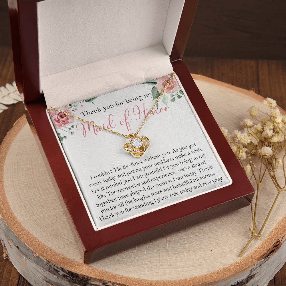 Maid Of Honor Wedding Day Gift Maid Of Honor Necklace Gift Maid Of Honor Gift From Love Knot Necklace