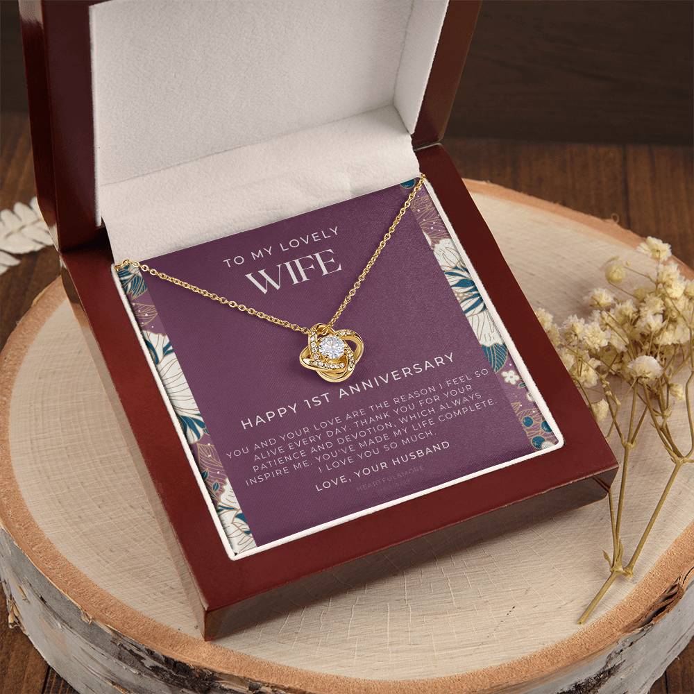 1 Year Anniversary Gift For Wife  1 Year Anniversary Gifts  1 Year Wedding Anniversary Gift Ideas  1St Wedding Anniversary Gift F(11) Love Knot Necklace